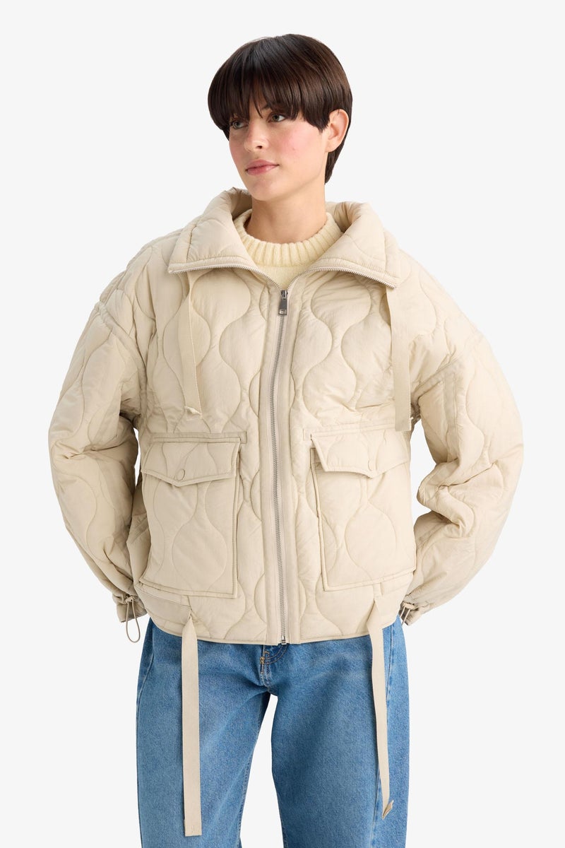 DeFacto Beige Woman Waterproof Relax Fit Jacket Casual - Image 1